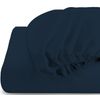 Half Split King Fitted Sheet for Adjustable Beds - 34 Inch Top Split, 600 Thread Count 100% Cotton, Navy Blue Solid
