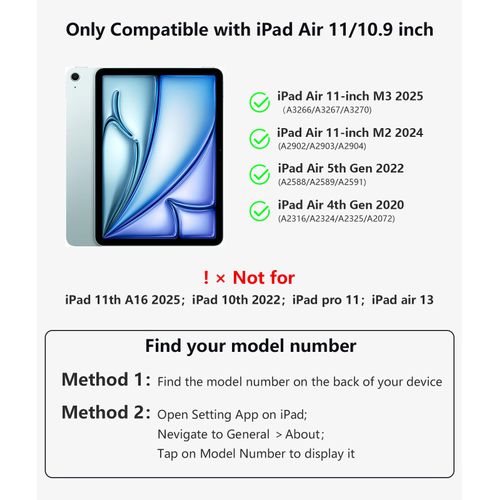 Wenlaty Keyboard Case for iPad Air 11-inch Case with Keyboard (M3/M2, 2025/2024) & Air 5th/4th Gen 10.9'' - Detachable Wireless, Thin & Light Cover with Pencil Holder for iPad Air 11-inch, Sky Blue