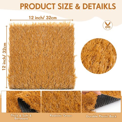 Teenyyou 6 Pack Chicken Nesting Box Pads, 13 x 13 x 1.18 Inch Washable Nesting Pad for Chicken Coop, Artificial Grass Rug Carpet Reusable Nest Box Bedding Fake Synthetic Turf Mat for Hen Laying Eggs