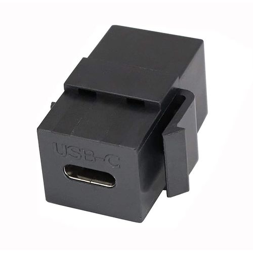 USB C Keystone Jack, Traovien USB 3.1 Type-C Connector Keystone Insert Female to Female, Coupler Type for Wall Plate Outlet Panel-Black(1pcs)