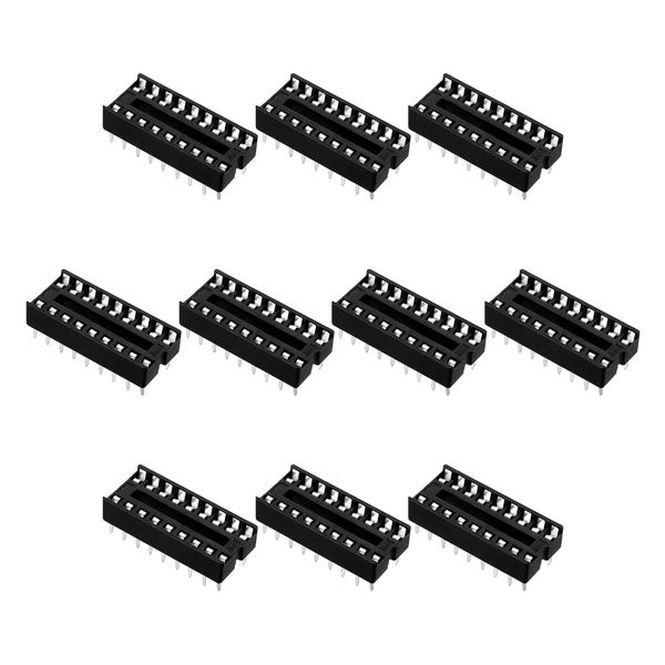 Rebower DIP IC Chip Socket Solder Adapter for PCB Circuit Board 2.54mm Pitch 18 Flat Pin 10pcs