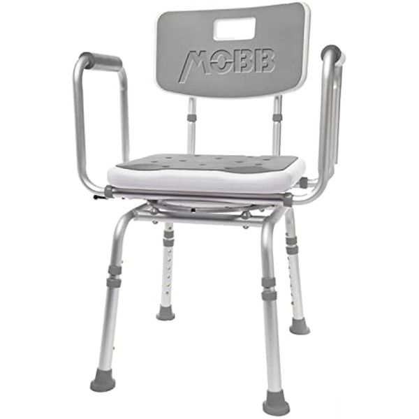 MOBB Premium Bathroom Swivel Shower Chair Bath Bench with Back, 360 Degree