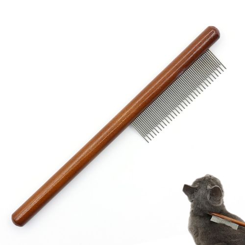 DEEUCHIS Pet Dog Cat Shedding Comb - Hair Buster Grooming Comb for Cats and Dogs, Rabbits, Daily-Use Cat Deshedding Brush, for Cats with Short and Long Fur (Long and Short Teeth)