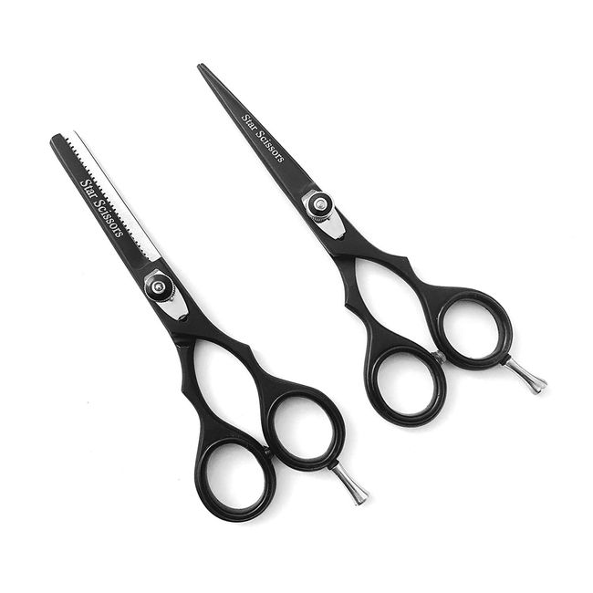 Hair Scissors, Hair Cutting Scissors, Barber Thinning Scissors, Stainless  Steel Razor, Black 