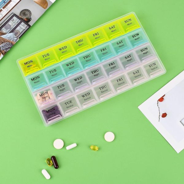 Weekly Pill Organizer 2 Times A Day Large Medicine Organizer Cases For Vitamins