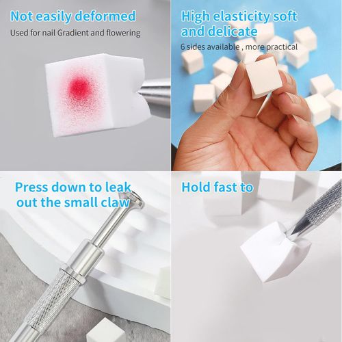 125 Pezzi di Spugna Unghie con Pinza Metallica, Pennelli Unghie, Unghie Ombre Design, Strumenti per la Nail Art Pennello di Spugna, Usato per Creare una Varietà di Modelli di Nail Art Sfumati