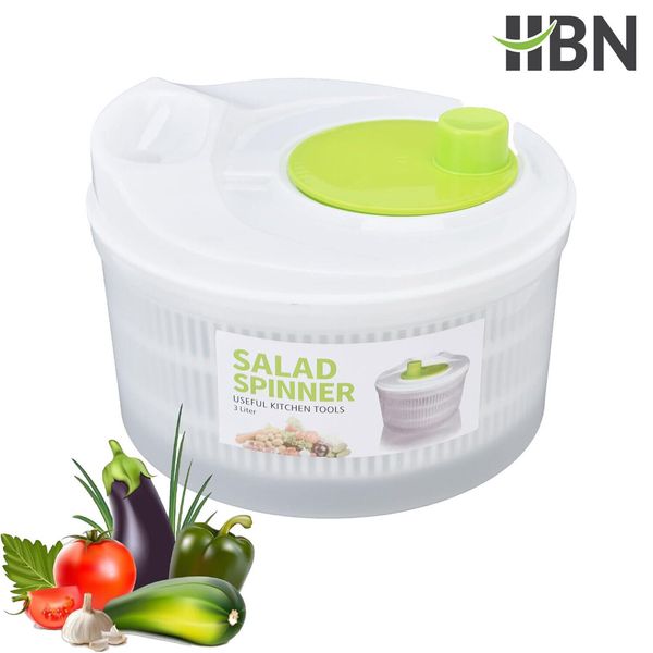 BN-LINK 3L Salad Spinner with Drain, Quick and Easy Multi-Use Lettuce Spinner