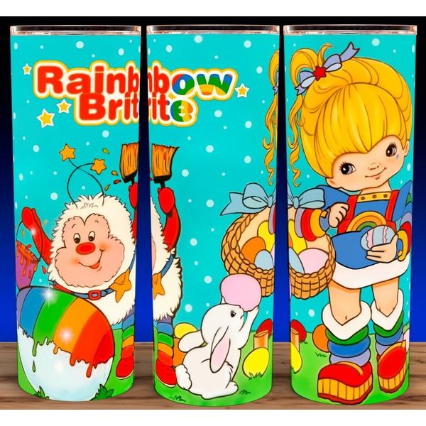 Rainbow Brite 80s Easter Bunny with Eggs Cup Mug Tumbler 20oz