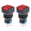 Sourcingmap 2 Pcs 16mm Momentary Push Button Switch Red LED Light Square Button 1 No 1 NC Light 220V
