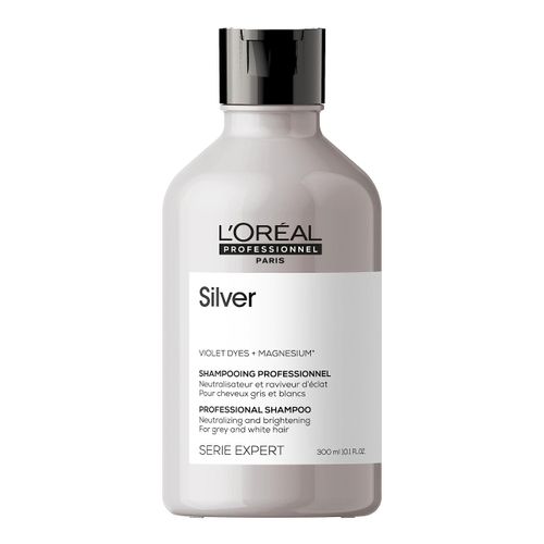 L'Oréal Professionnel Serie Expert Silver Shampoo, Neutralises Unwanted Brassy Tones, For Grey, White or Light Blonde Hair