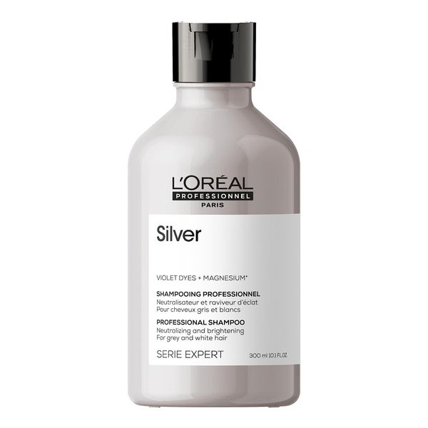 L'Oréal Professionnel Serie Expert Silver Shampoo, Neutralises Unwanted Brassy Tones, For Grey, White or Light Blonde Hair