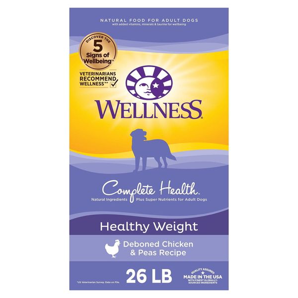 Wellness Health Natural Dry Healthy Weight Dog Food Chicken & Peas 26-Pound Bag