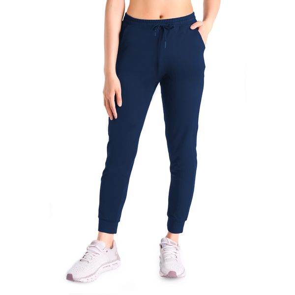 Yogipace Extra Tall Women's Lightweight Anti-Shrink Active Joggers Lounge Sweatpants Yoga Jogger Pants,34",Navy Blue,Size M