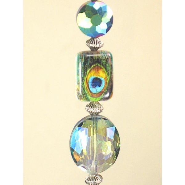 Peacock Feather & Amber Glass Ceiling Fan Pull