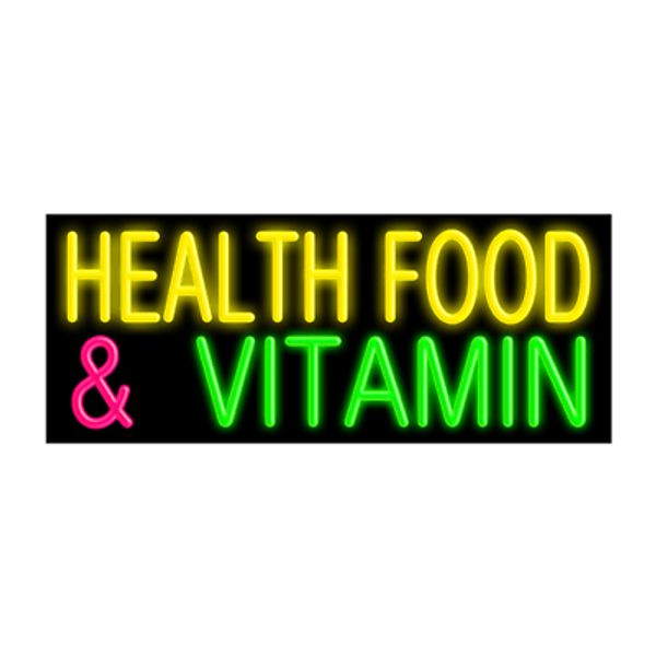 Health Food & Vitamin Glass Neon Sign 32"L x 13"H #10076