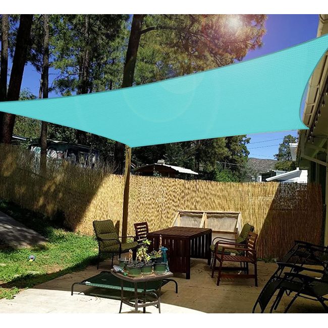Windscreeen4less Sun Shade Sail Rectangle UV Block Canopy Fabric Covering for Patio Backyard Porch Pergola Garden Pool, Turquoise 16' x 16' Custom Size