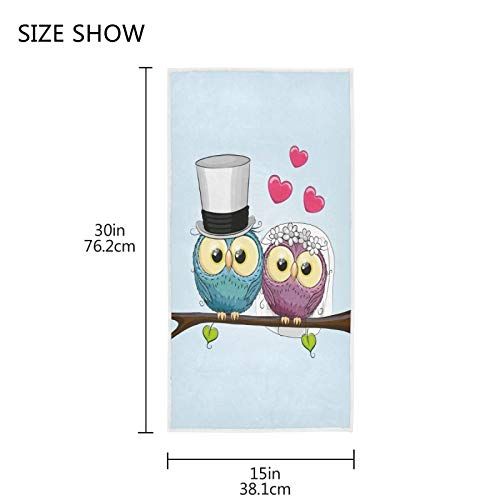 QUGRL Owl Bride Groom Hand Towels Wedding Valentines Gift Kitchen Dish Towels Soft Quality Premium Washcloths Bathroom Decor for Guest Hotel Spa Gym Sport 30 x 15 inches