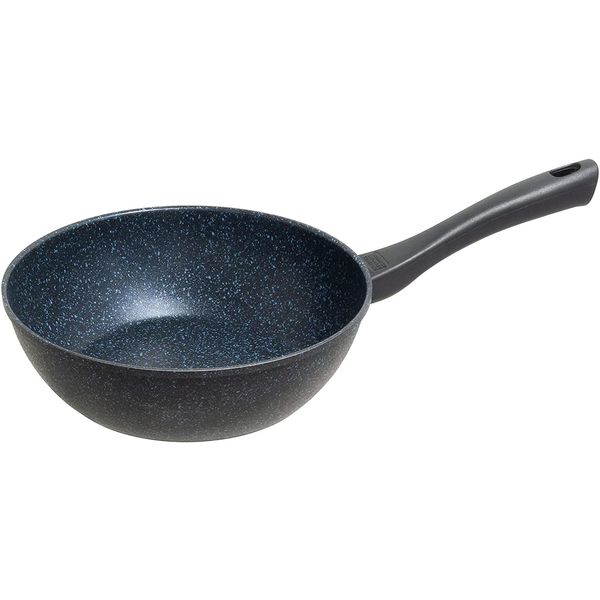 Tafuco F-7151 Deep Frying Pan, 9.4 inches (24 cm), For Gas Fire, Ultra Lightweight, Diamond Marble Cast, Black