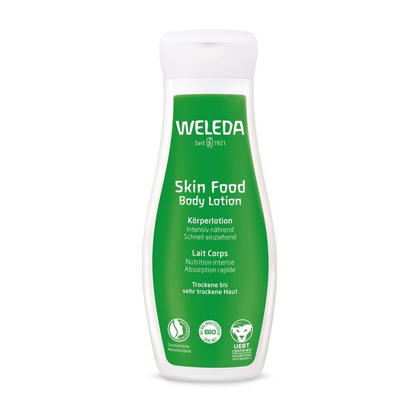 Weleda Skin Food Body Milk, 6.8 fl oz (200 ml), Highly Moisturizing, Dry Skin, Sweet and Gentle Herbal Scent, Naturally Derived Ingredients, Organic Body Cream, Green