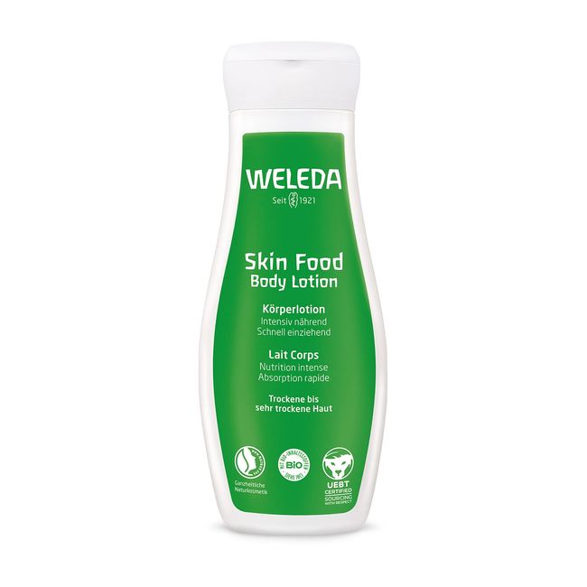 Weleda Skin Food Body Milk, 6.8 fl oz (200 ml), Highly Moisturizing, Dry Skin, Sweet and Gentle Herbal Scent, Naturally Derived Ingredients, Organic Body Cream, Green