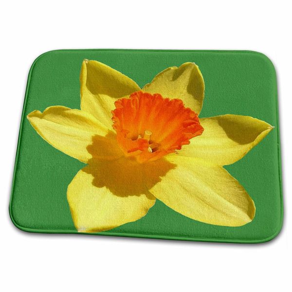 Dish Drying Mat - Large Bright and Showy Spring Daffodil Vector Art On Green Vector Art - Daffodil