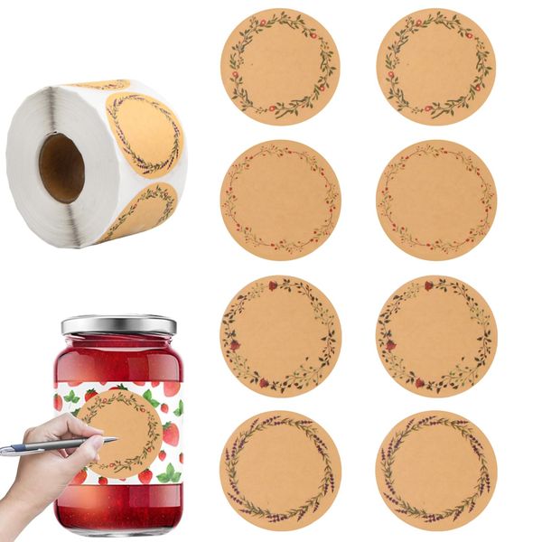 500 Stücke Handgemachte Aufkleber Label, 5cm Runder Aufkleber, Kraftpapier Aufkleber Etiketten, Selbstklebend Geschenkaufkleber für Backen Karte Briefumschlag und Hochzeit