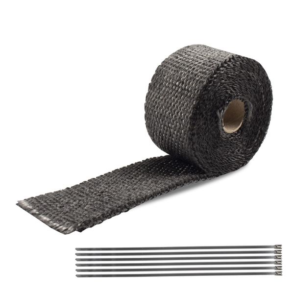 Thermo Vantage Heat Resistant Cloth Car and Motorcycle Muffler, Made of High Quality Fiberglass, Heat Resistant up to 332°F (1600°C), Includes Cable Ties (2.0 x 1.6 ft (5 cm x 5 m)