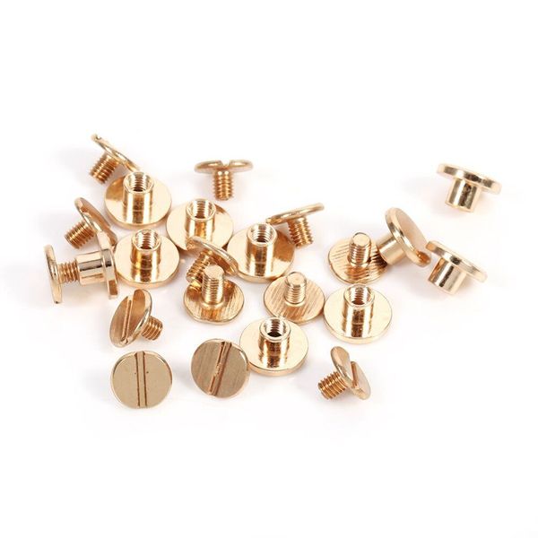 Brass Screw 10 Sets Screw Rivets for Leather Chicago Screws 5mm 6.5mm 8mm Opt...