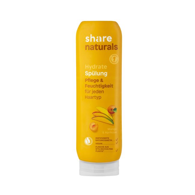 share naturals Spülung Hydrate 200 ml – Hair Conditioner spendet ein Hygieneprodukt an einen Menschen in Not – Haarspülung mit wertvollen Extrakten – vegane Naturkosmetik