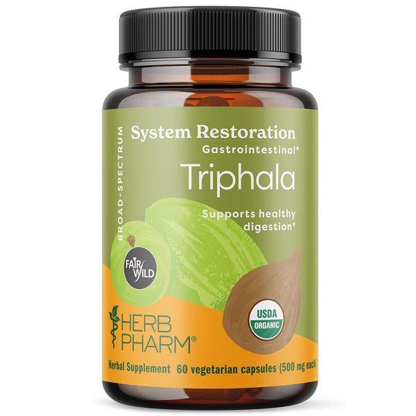 Herb Pharm Certified Organic Fairwild Triphala,Digestive Support,60VegCaps