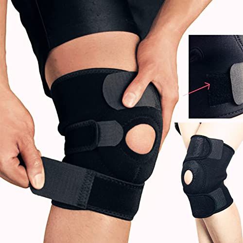 Knee Supporter, Sports, Knee Support, Strong, Fixed Compression Belt, Meniscus Damage, Side Ligament Damage, Joint Ligament Protection, Exercise, Running, Unisex (Black)