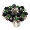 Avalaya Silver Tone Grass/Emerald Green Crystal Cocktail Ring/Adjustable/Size 7/8