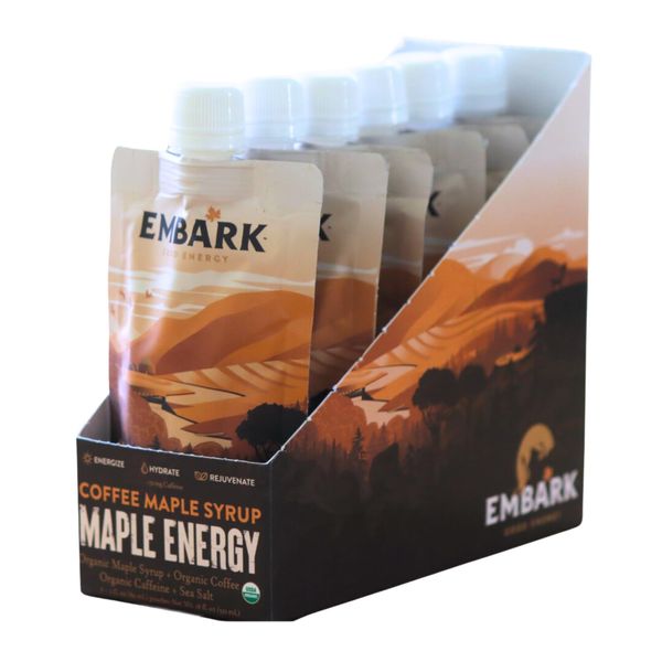 Embark Maple Syrup Energy Gel, 6-Pack of 3oz Resealable Pouches, Natural Sports Nutrition, Certified Organic, Vegan, Gluten Free, for Athletes, Adventurers & Foodies, Coffee