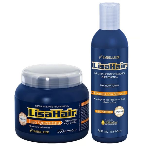 Lisa Hair Keratin Straightening Cream + Neutralizing Kit Lisahair Embelleze