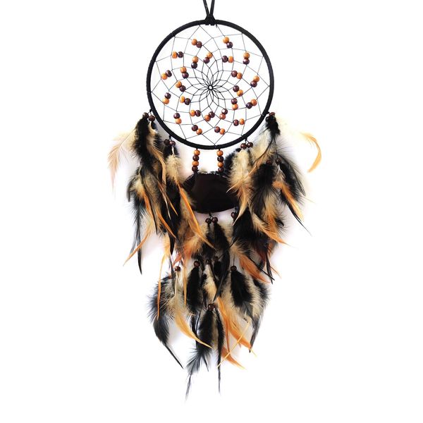 Donko Dream Catchers Agate Dream Catcher Black&Brown Feather Dream Catchers for Bedroom Adult Dreamcatcher Wall Hanging Decor Art Ornaments Crafts