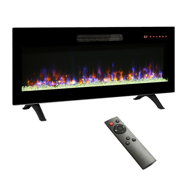 Ultra Thin 42 Inch Wall Mounted Electric Fireplace with Remote Multi Color