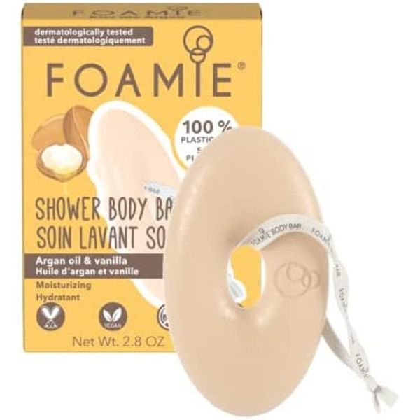 Foamie Body Bar, Moisturising Argan Oil & Vanilla, PH Balanced, Soap-Free, No Sulphates or Parabens. Made in the UK., 80 g (Pack of 1)