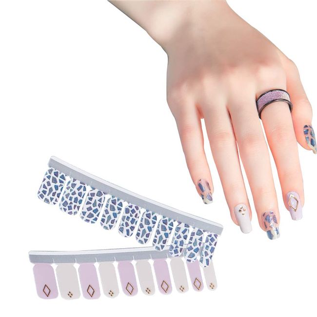 HERAXI Nail Stickers, 20 Pieces, Nail File Included, Nail Stickers, Nail Art, Glossy, Damage-Free, South Korea, Easy, Popular, Cute, Fashionable, High Grade Women, Beginners, Gel Nail Stickers