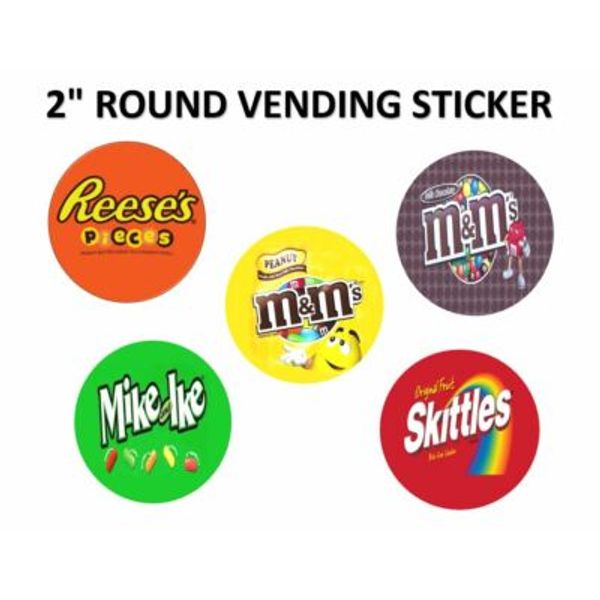 5 Peel Stick  2" Round Bulk Vendstar 3000 Vending Labels Decals