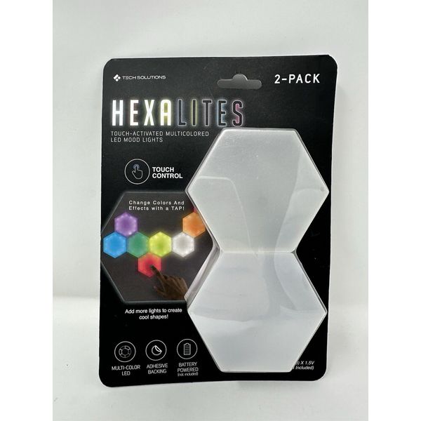 Tech Solutions HEXALITES Touch Activated Adhesive RGB LED Mood Lights NEW