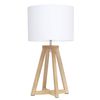 Simple Designs LT1069-NWH Interlocked Triangular Natural Wood Table Lamp with White Fabric Shade