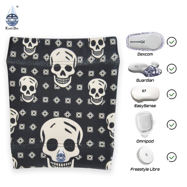 Dia-Band - Diabetic Support Armband: Protects your style Blood Glucose Sensor, Dexcom and Omnipod - Diabetes Band for Adults and Children (Adult.XS, Captain Skull)