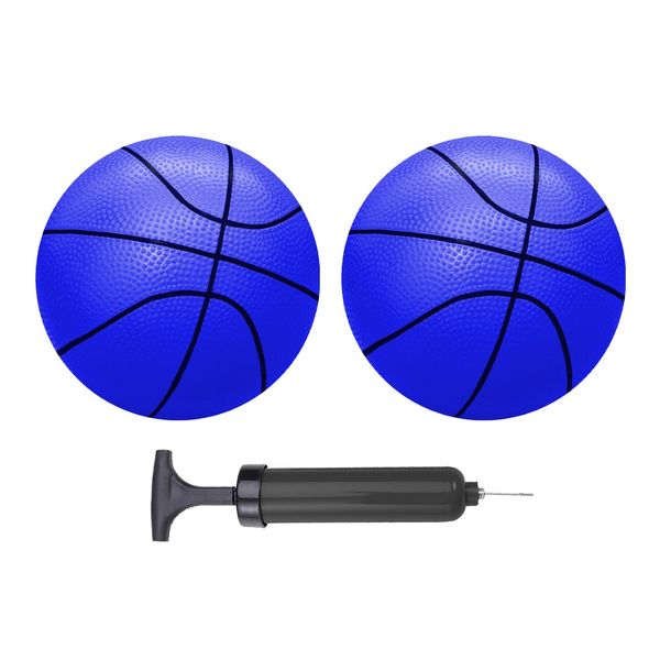 ABAJI Mini Basketballs Blue 2 Pack 5" Set with Pump Needle Durable Material for Mini Hoop 3+ Years Toddlers Kids Teenagers for Pool Indoors Outdoors