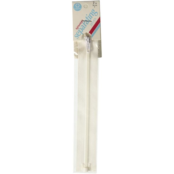 Coats F4907-WHT Lightweight Separating Zipper, 7", White