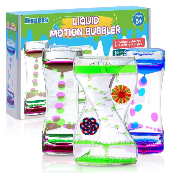 3Pack Liquid Motion Bubbler Timer for Caliming Sensory Toys, Autism Toys,Fidget Toy, Children Activity, Desk Toys,Novelty Gifts,Holiday Stocking Stuffers, ADHD Office Home Desk Toys Decorations