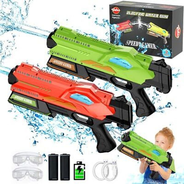 VATOS 2 Sets Auto Electric Water Guns Toy Squirt Toys for Summer Water Fighting