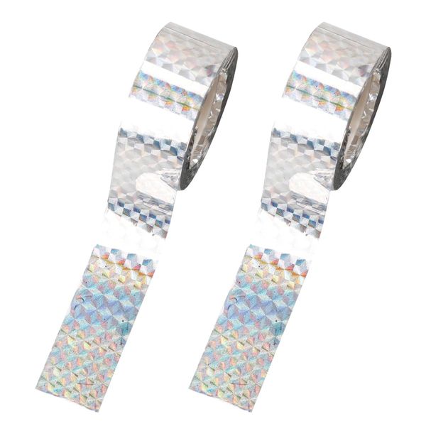 Luckious Brand 2pcs Bird Repellent Scare Tape - 80M Reflective Birds Deterrent Ribbon with Silver Diamond Pattern for Home, Garden, Farm