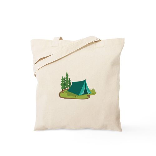 CafePress Tent Camping Nature Tote Bag Reusable Natural Beige Canvas Shopping Bag