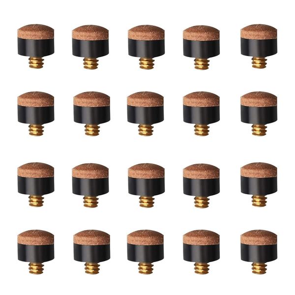 20 Pcs Pool Cue Tips Hard Leather Screw-on Tips,Screw on Tips 10 mm Replacement Cue Tips for Pool Cues and Snooker,Screw on Tips 10 mm Cue Hard Tips for Pool Cues and Snooker(Brown)