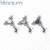 16G THREADLESS PUSH IMPLANT TITANIUM TRIANGLE CLUSTER LABRET HELIX TRAGUS STUD